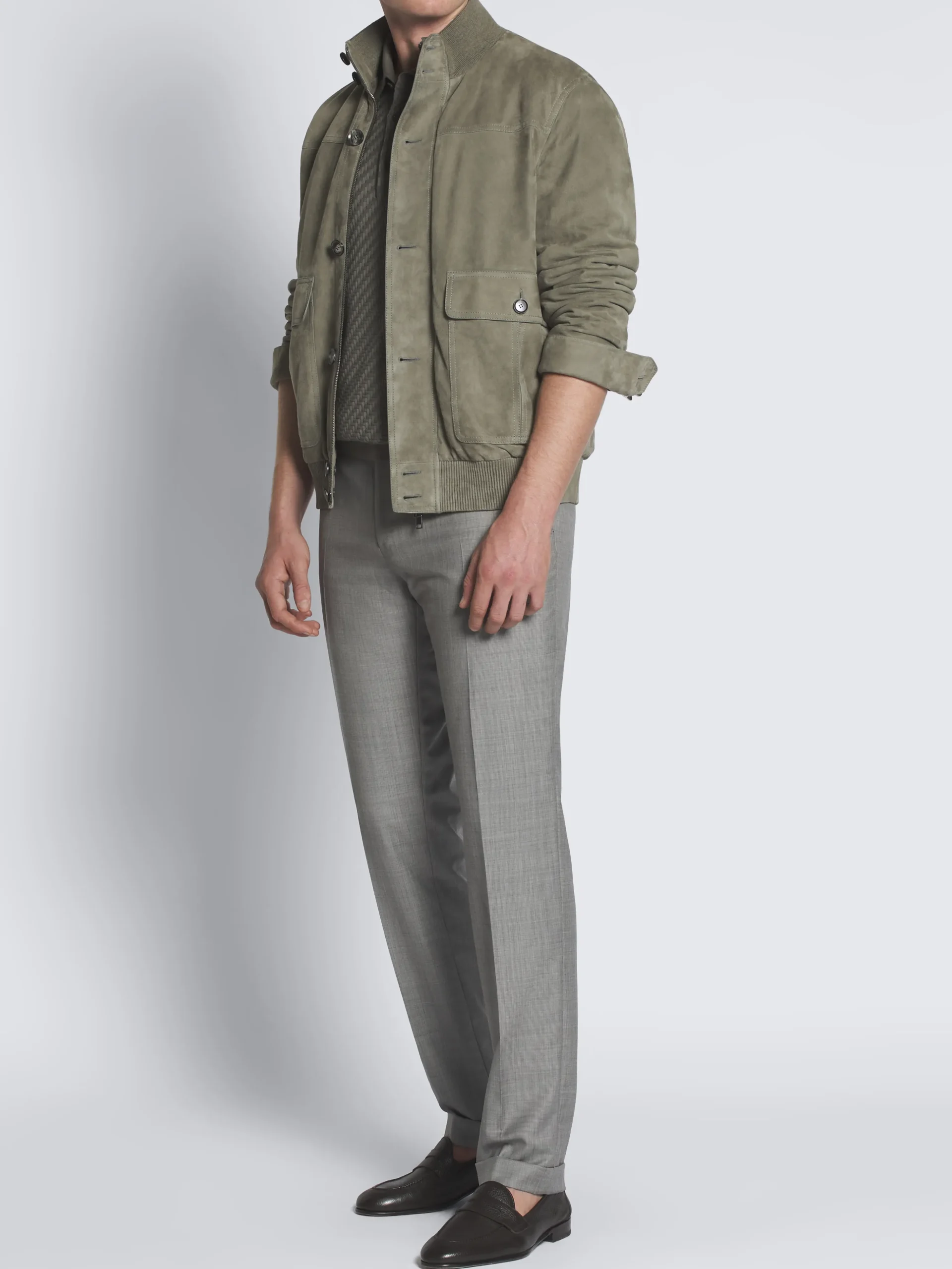 Grey Super 150's wool sharskin Journey trousers