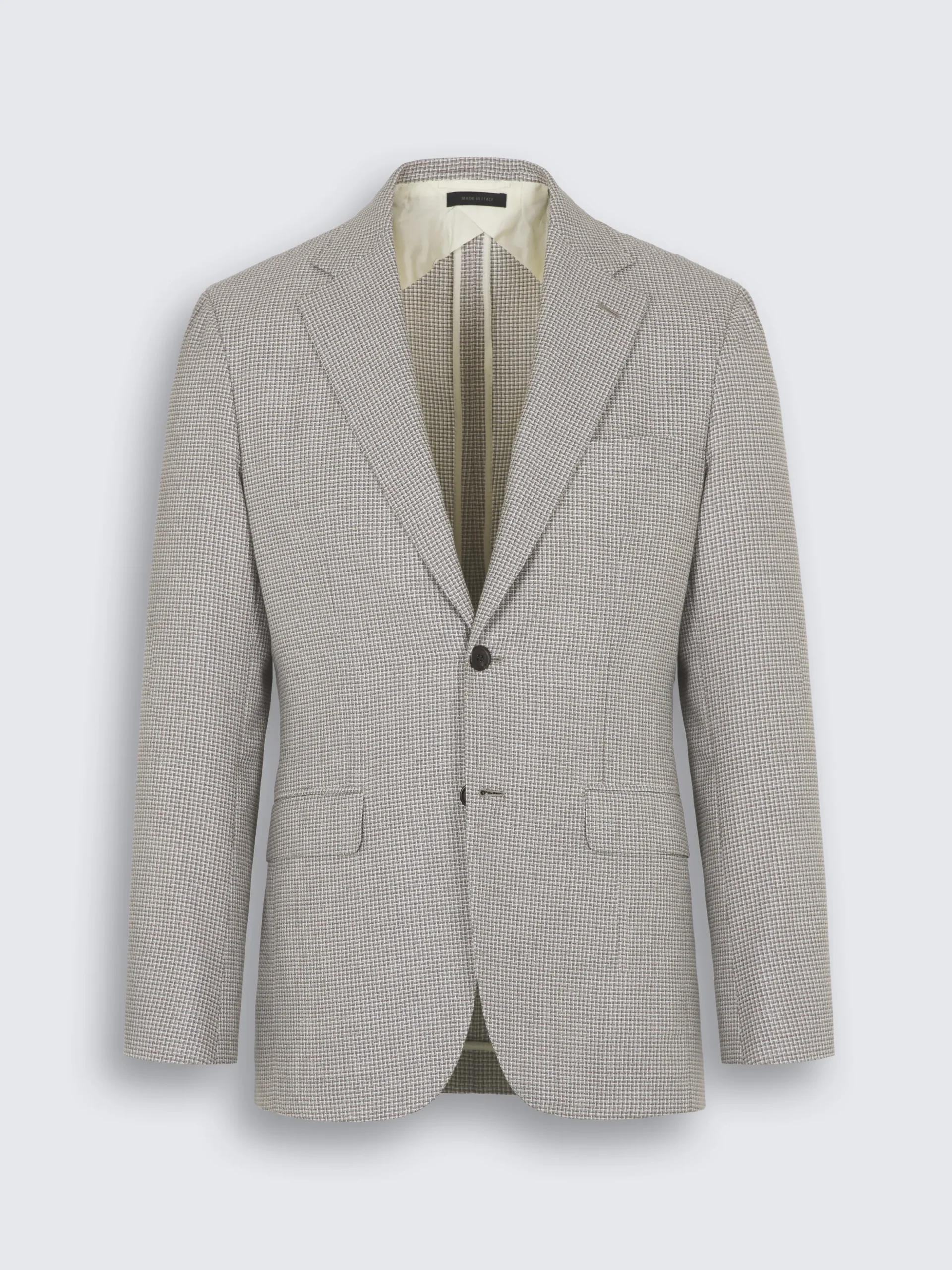 Ice grey micro motif wool, silk and linen Plume jacket