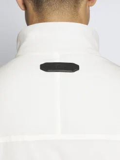 Ivory white and grey stretch silk and cotton jersey reversible blouson