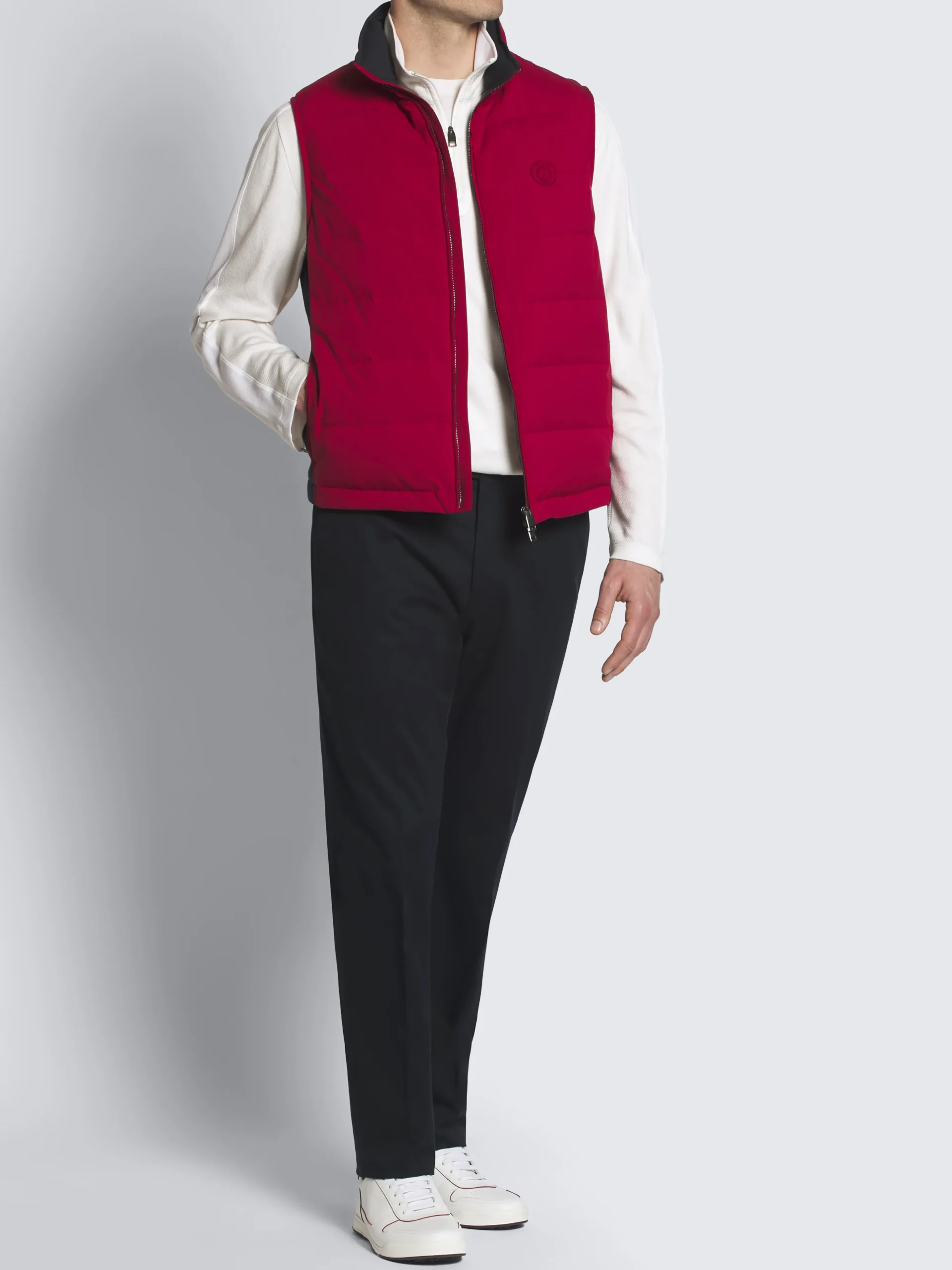 Ivory white cashmere and silk half-zip mockneck sweater
