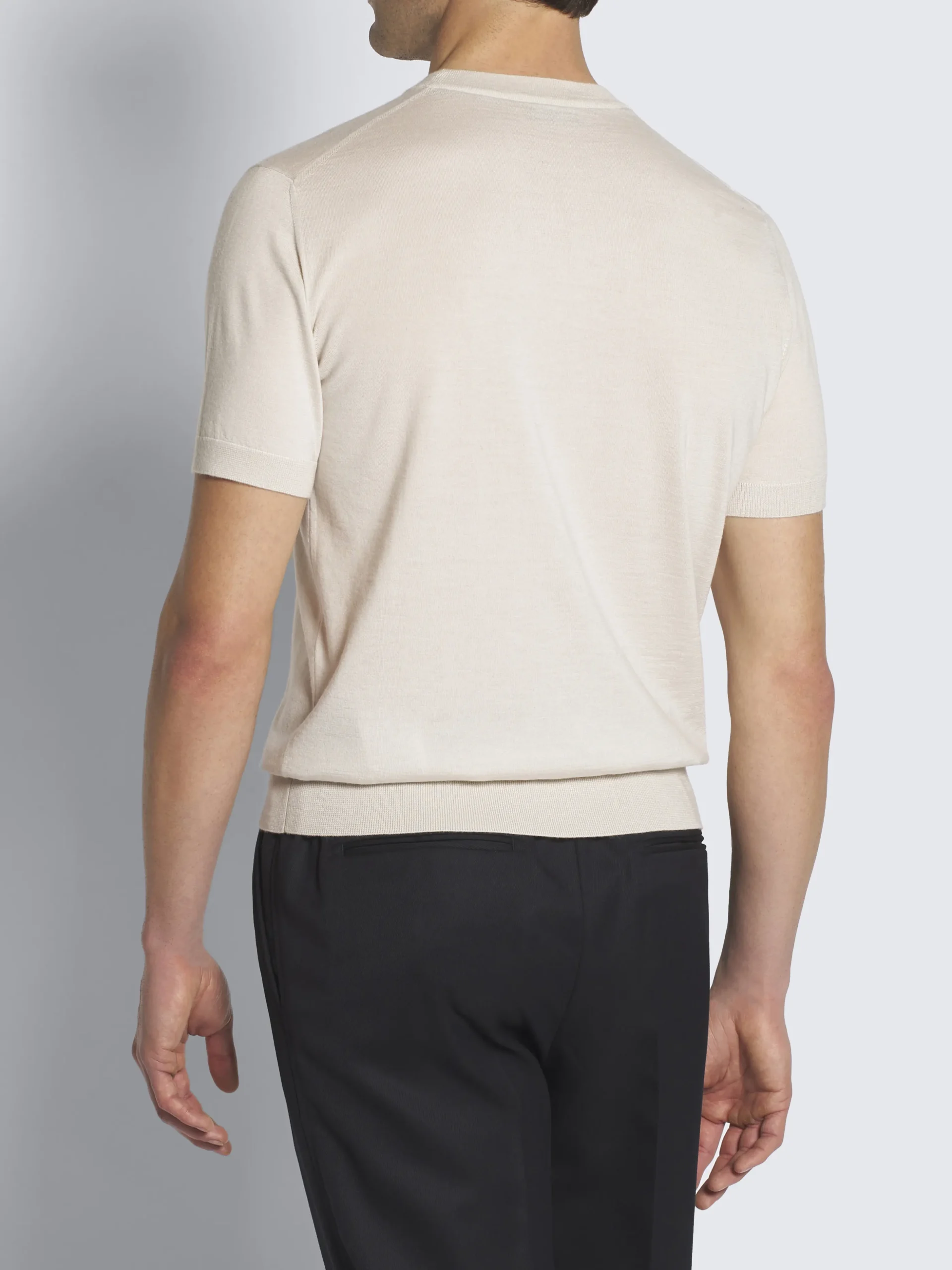 Ivory white cashmere and silk T-shirt