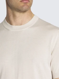 Ivory white cashmere and silk T-shirt