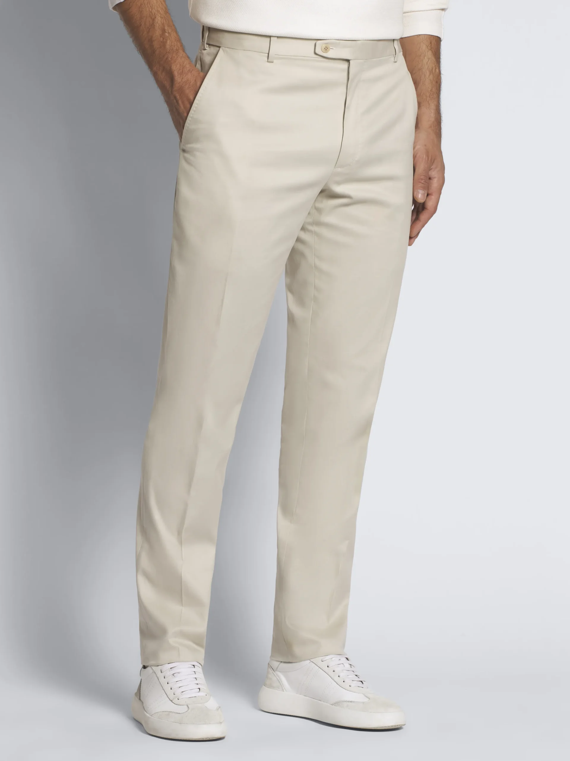 Ivory white cotton gabardine Journey trousers
