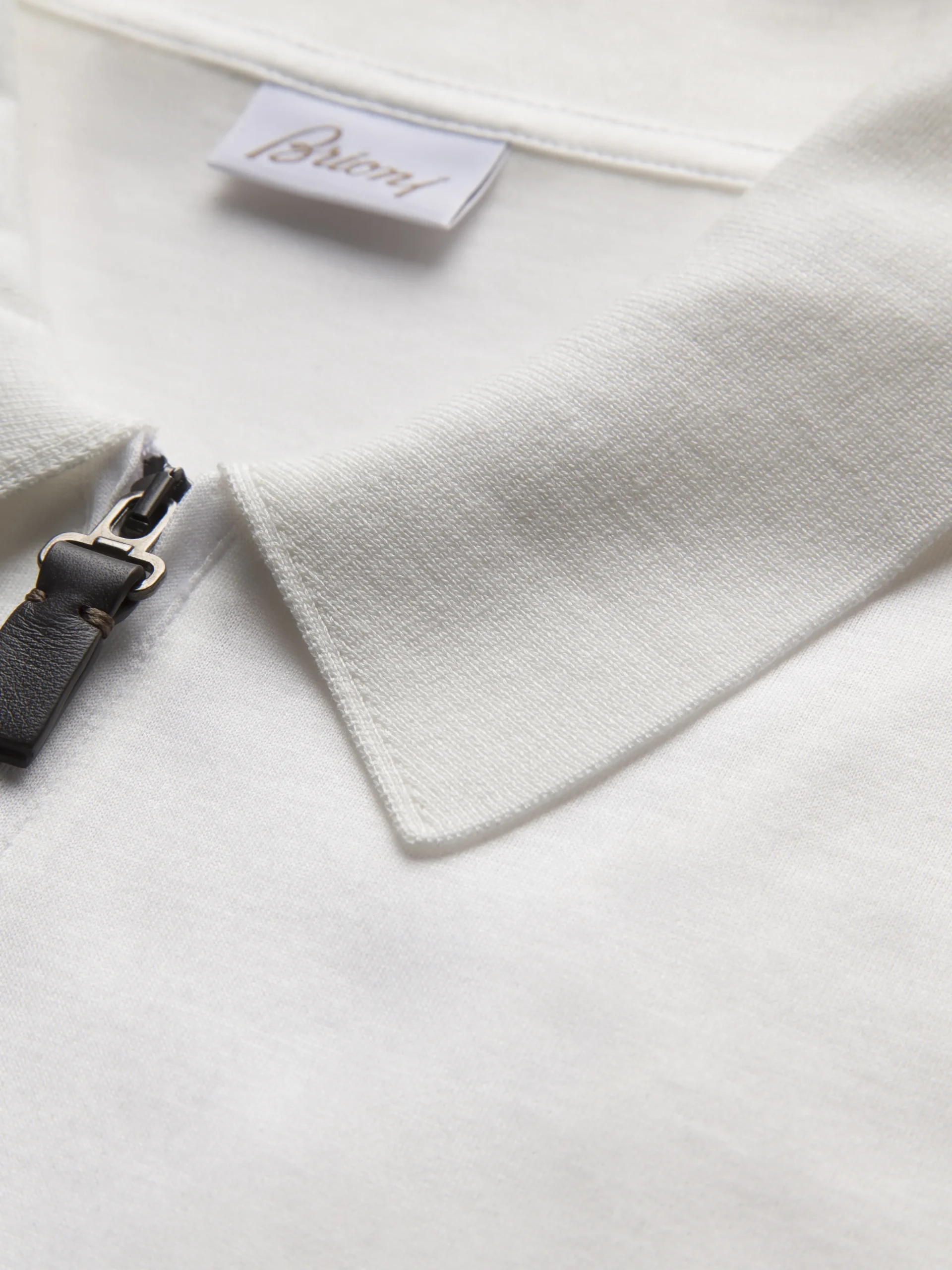 Ivory white cotton zip polo