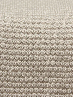 Ivory white knitted cashmere and silk tie
