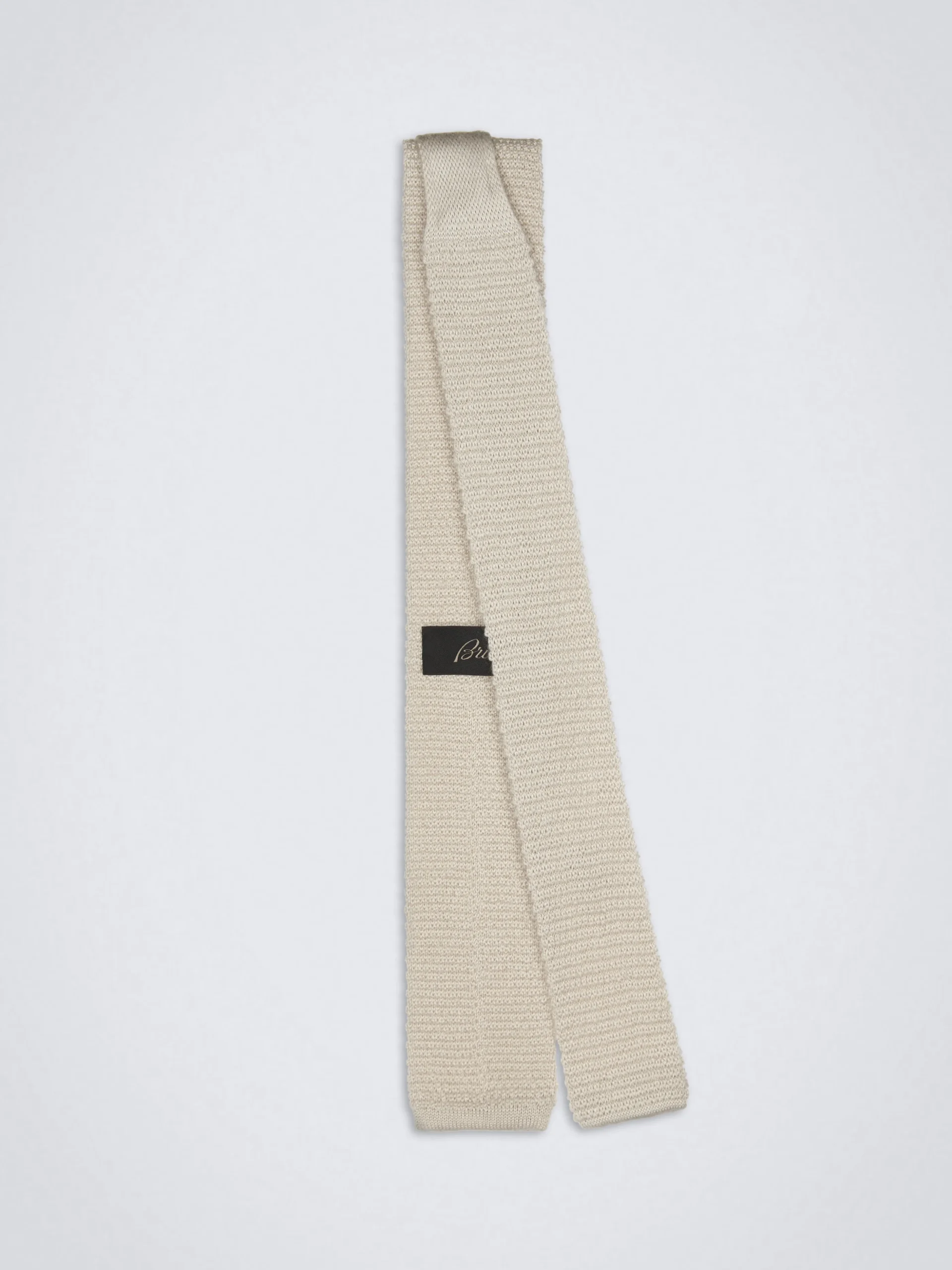 Ivory white knitted cashmere and silk tie