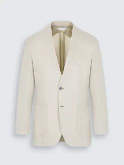 Ivory white linen, wool and silk Jardigan
