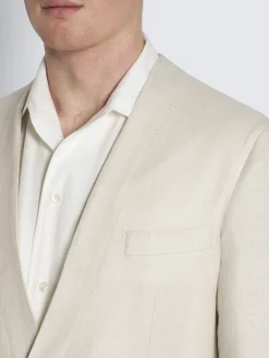 Ivory white linen, wool and silk Jardigan