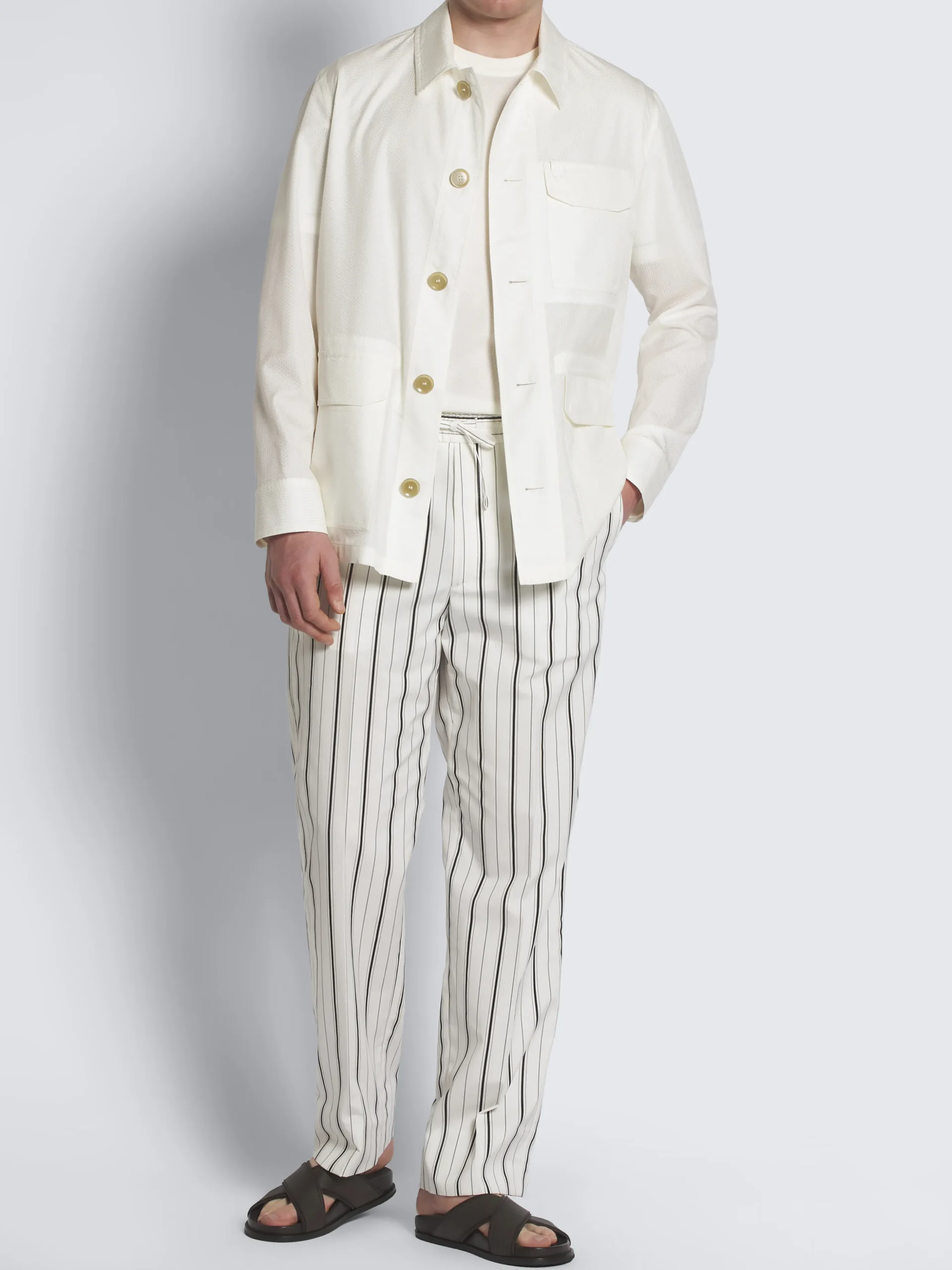 Ivory white Sea Island cotton piqué T-shirt