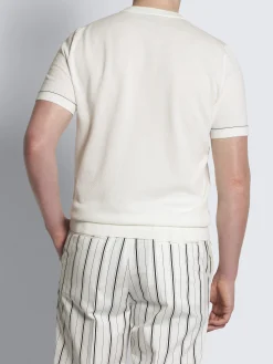 Ivory white Sea Island cotton piqué T-shirt