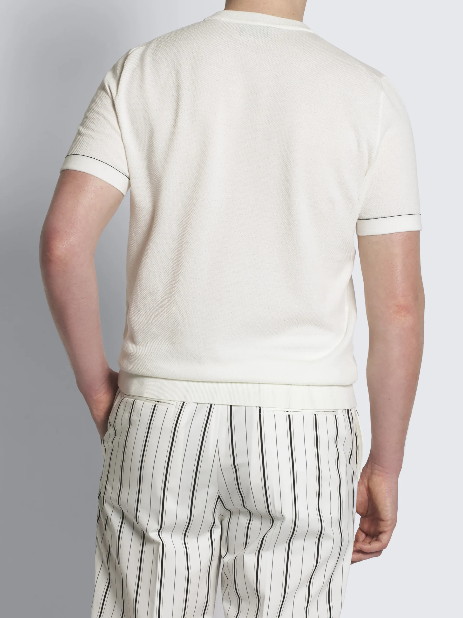 Ivory white Sea Island cotton piqué T-shirt