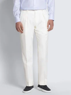 Ivory white Sea Island cotton and wool Elba trousers
