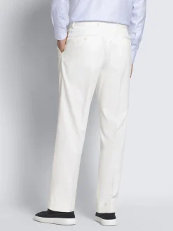 Ivory white Sea Island cotton and wool Elba trousers