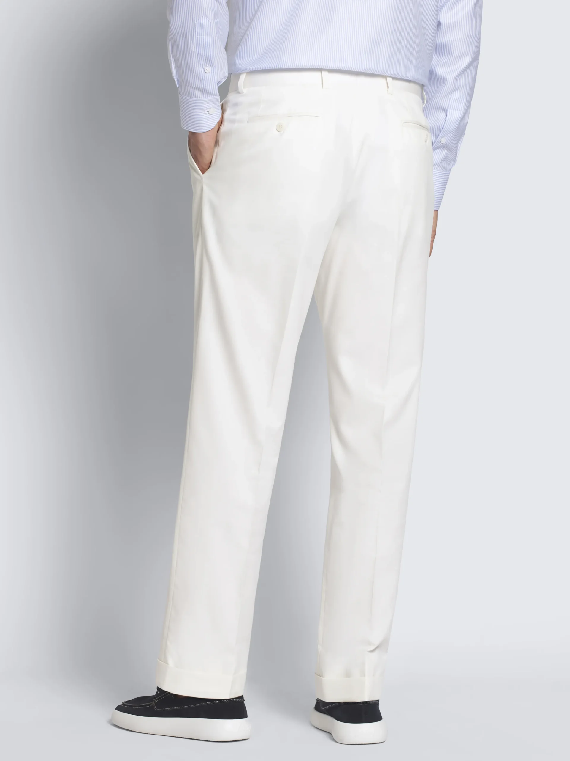 Ivory white Sea Island cotton and wool Elba trousers