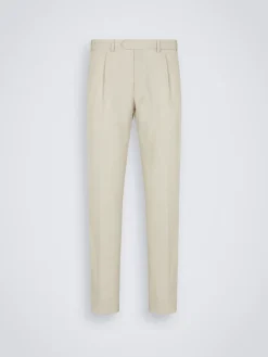 Ivory white Super 160's wool gabardine Tigullio trousers
