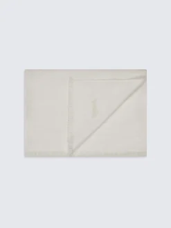 Ivory white wool, cashmere and silk scarf