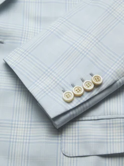Light blue and ivory white checked Super 160's wool Ravello jacket