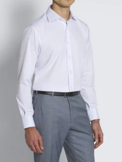 Light blue and white micro-checked Ventiquattro cotton formal shirt