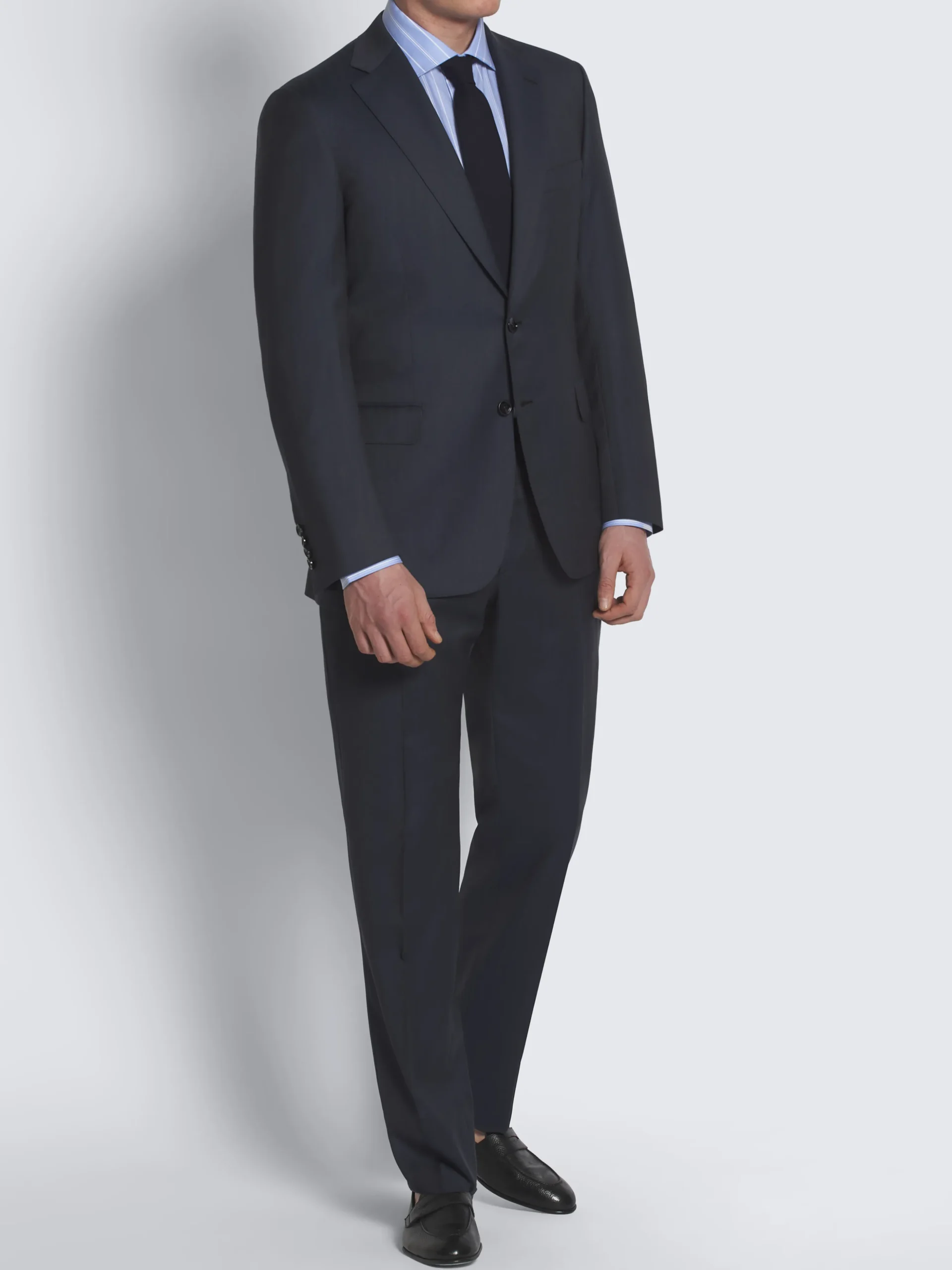 Light blue and white striped cotton piqué formal shirt