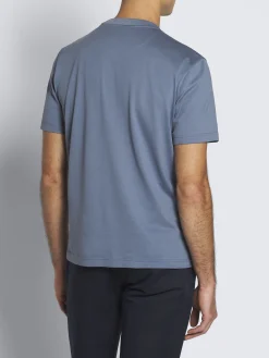 Light blue gassed organic cotton T-shirt