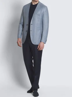 Light blue linen, wool and silk Jardigan