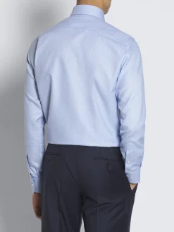 Light blue micro motif jacquard cotton formal shirt