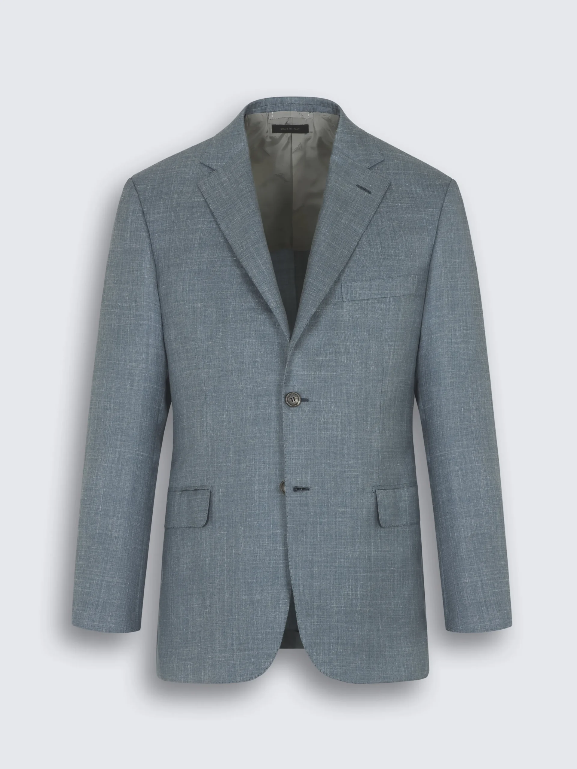 Light blue silk, cashmere and linen slab twill Ravello jacket