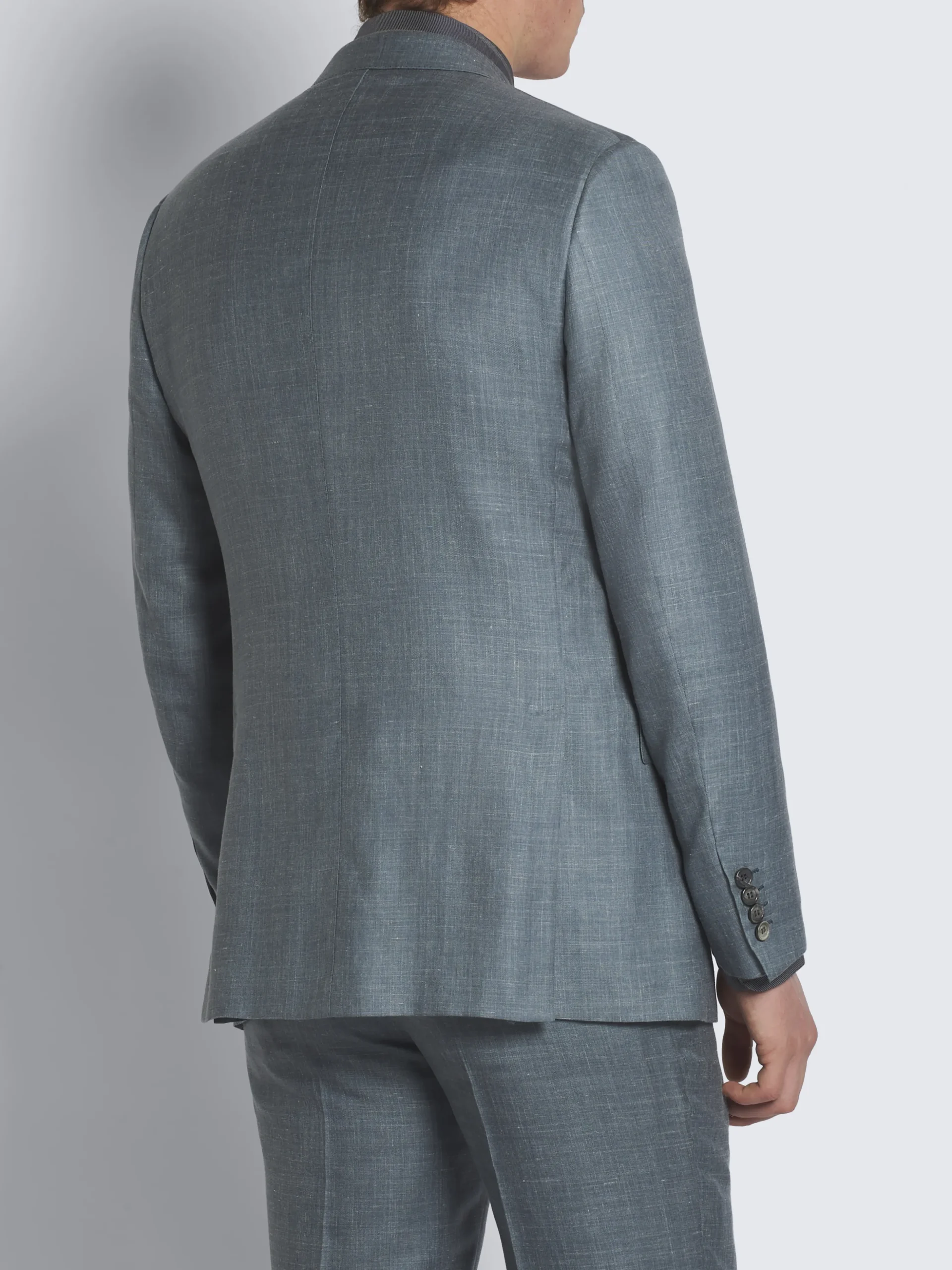 Light blue silk, cashmere and linen slab twill Ravello jacket