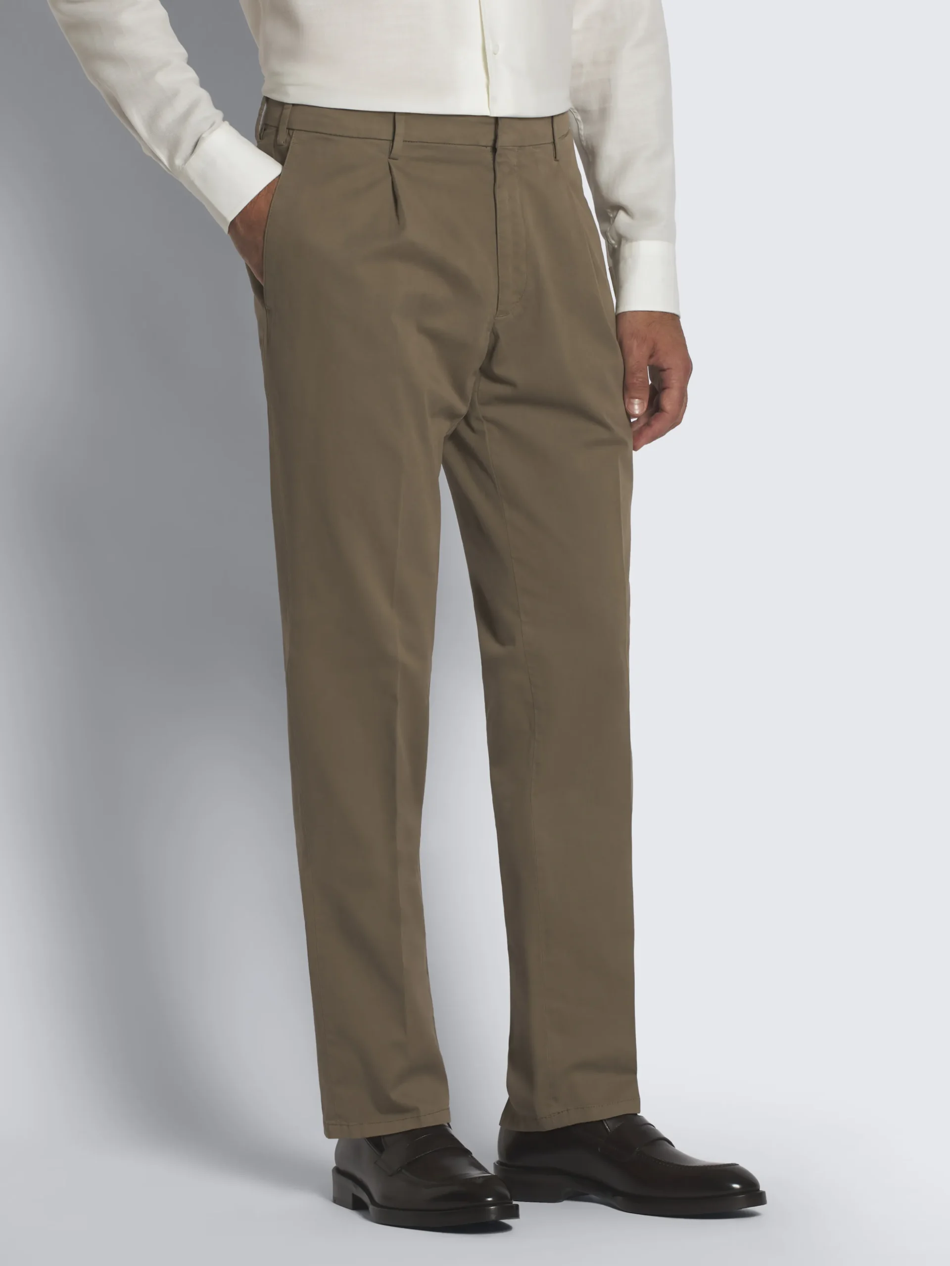 Light brown organic stretch cotton Pienza trousers