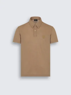 Light brown technical wool polo