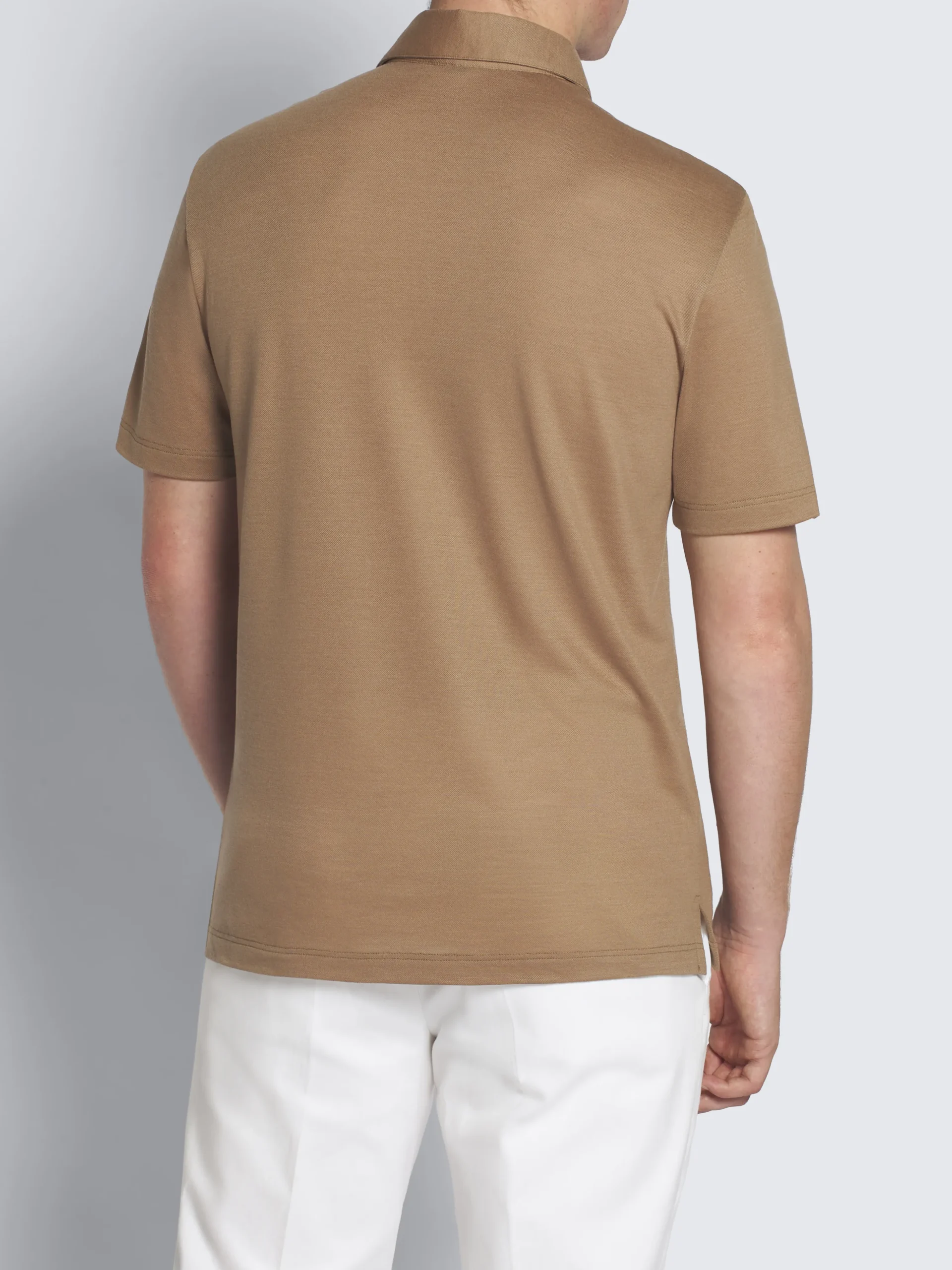 Light brown technical wool polo