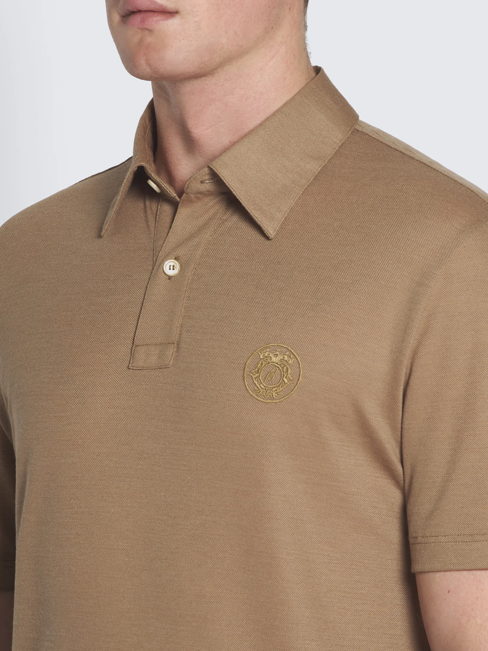 Light brown technical wool polo
