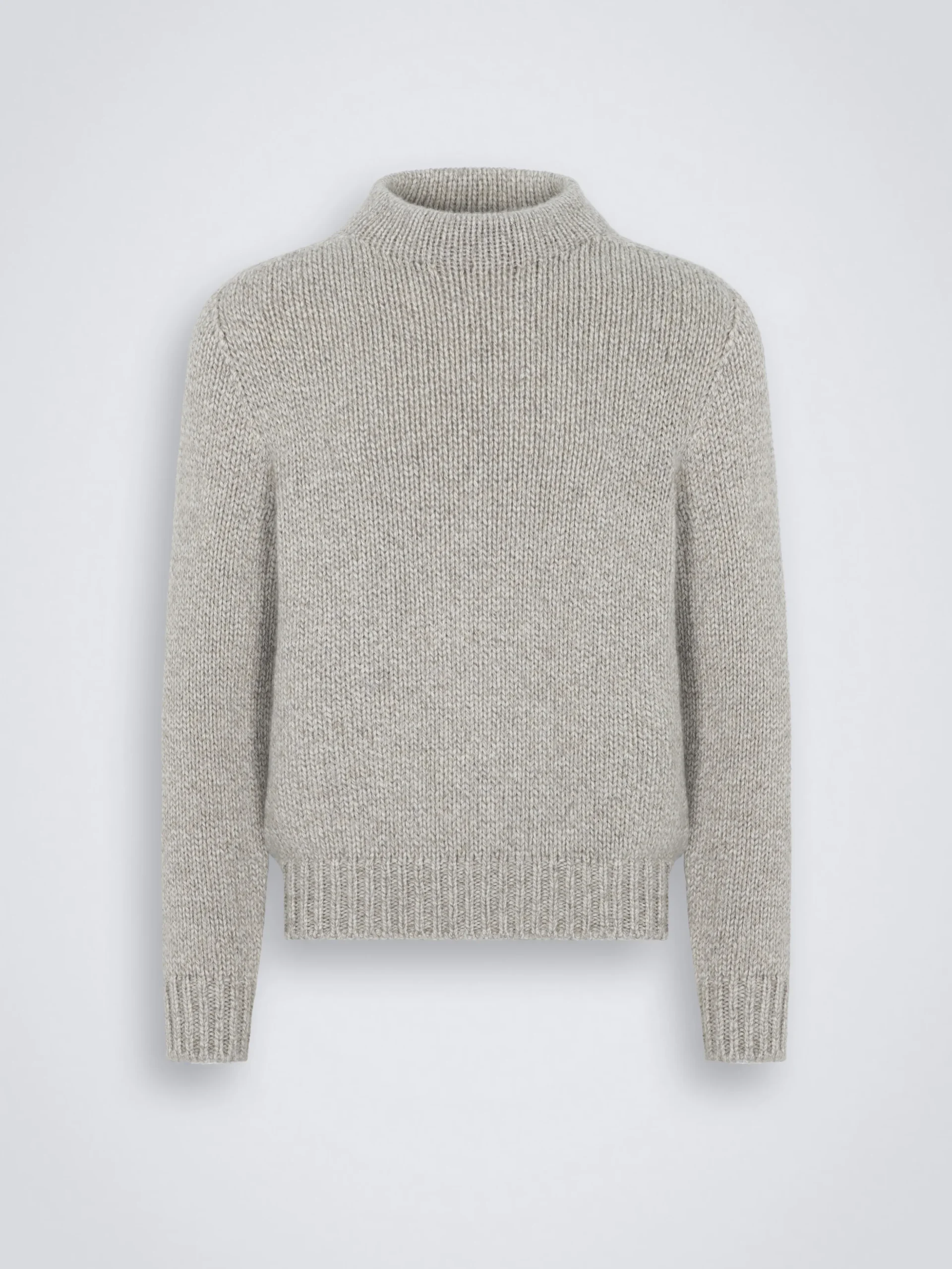 Light grey cashmere mouliné mockneck sweater