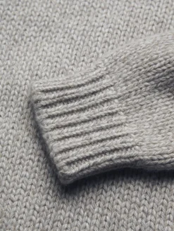 Light grey cashmere mouliné mockneck sweater