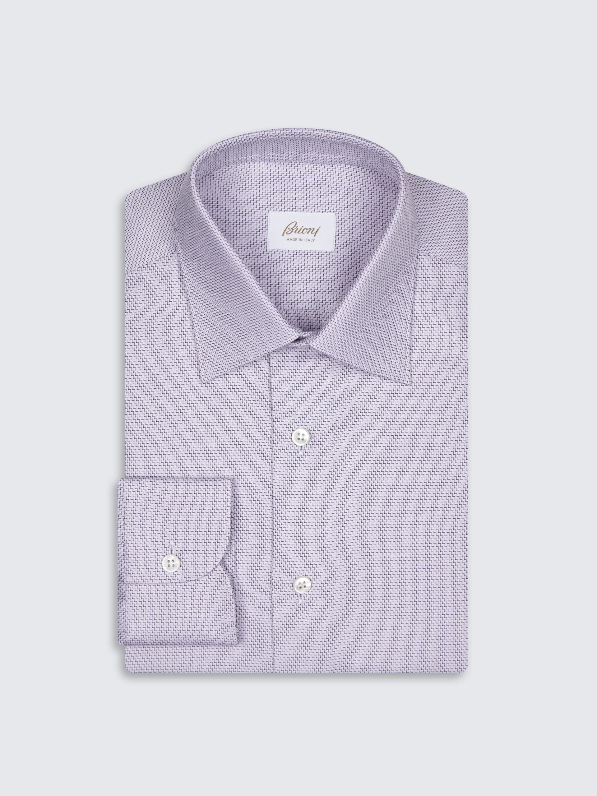 Lilac micro motif jacquard cotton formal shirt