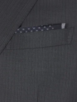 Midnight blue and lead grey micro motif silk pocket square