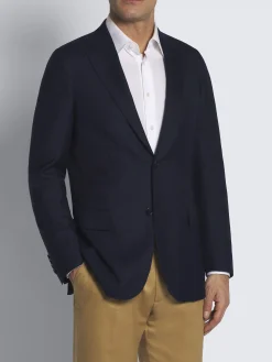 Midnight blue cashmere twill and silk Ravello jacket
