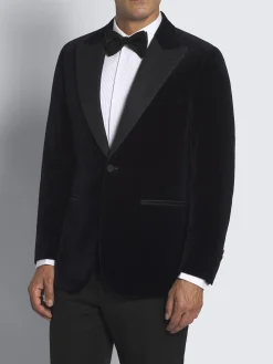 Midnight blue cotton velvet Virgilio evening jacket