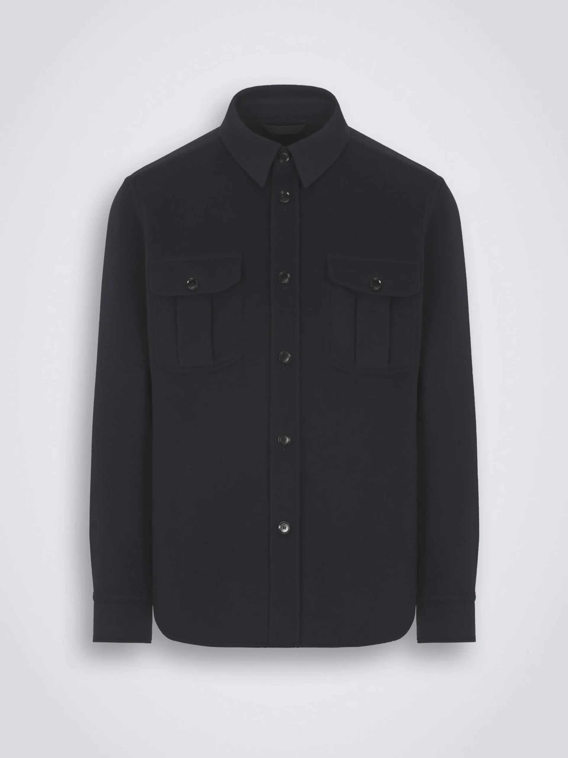 Midnight blue double-splittable wool and cashmere Vagabond overshirt