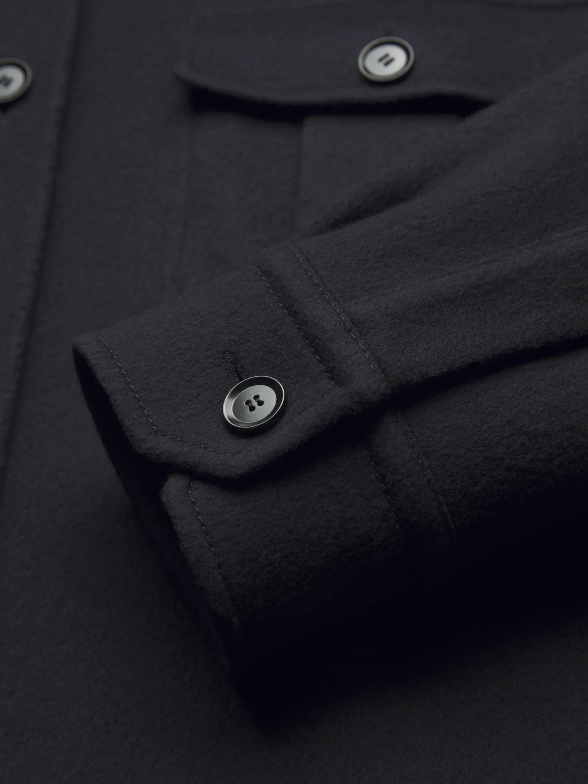 Midnight blue double-splittable wool and cashmere Vagabond overshirt