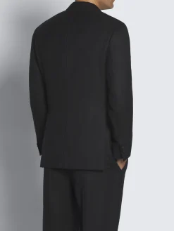 Midnight blue herringbone Super 180's wool Brera jacket