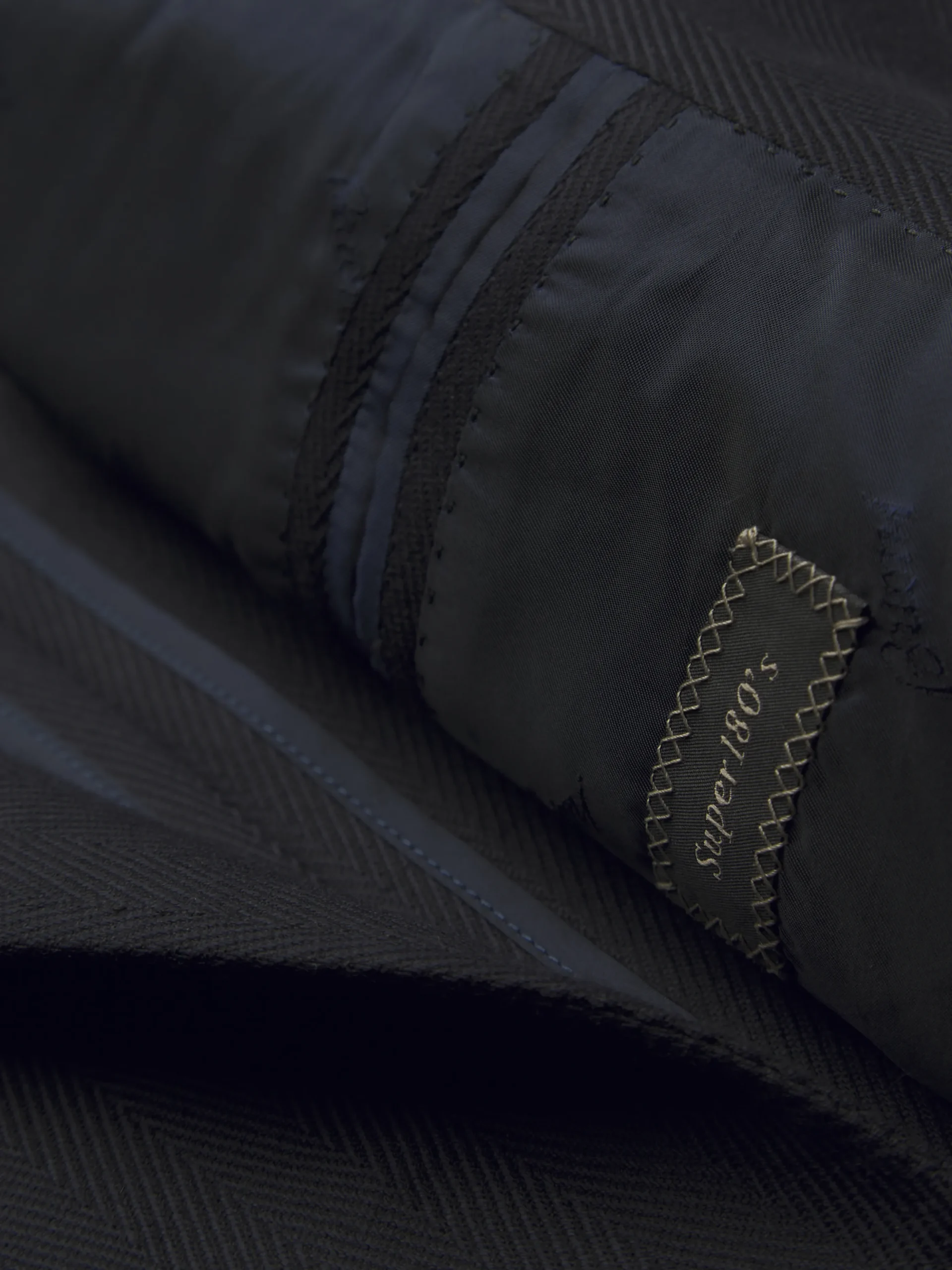 Midnight blue herringbone Super 180's wool Brera jacket