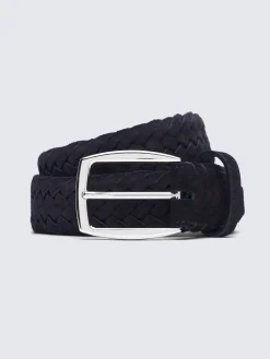 Midnight blue nubuck braided belt
