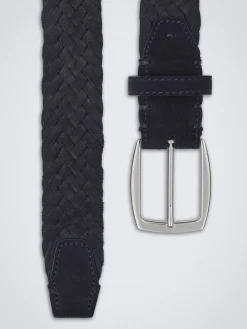 Midnight blue nubuck braided belt
