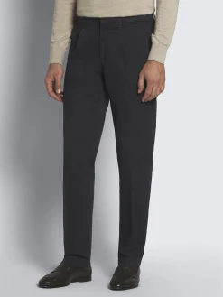 Midnight blue organic stretch cotton Pienza trousers