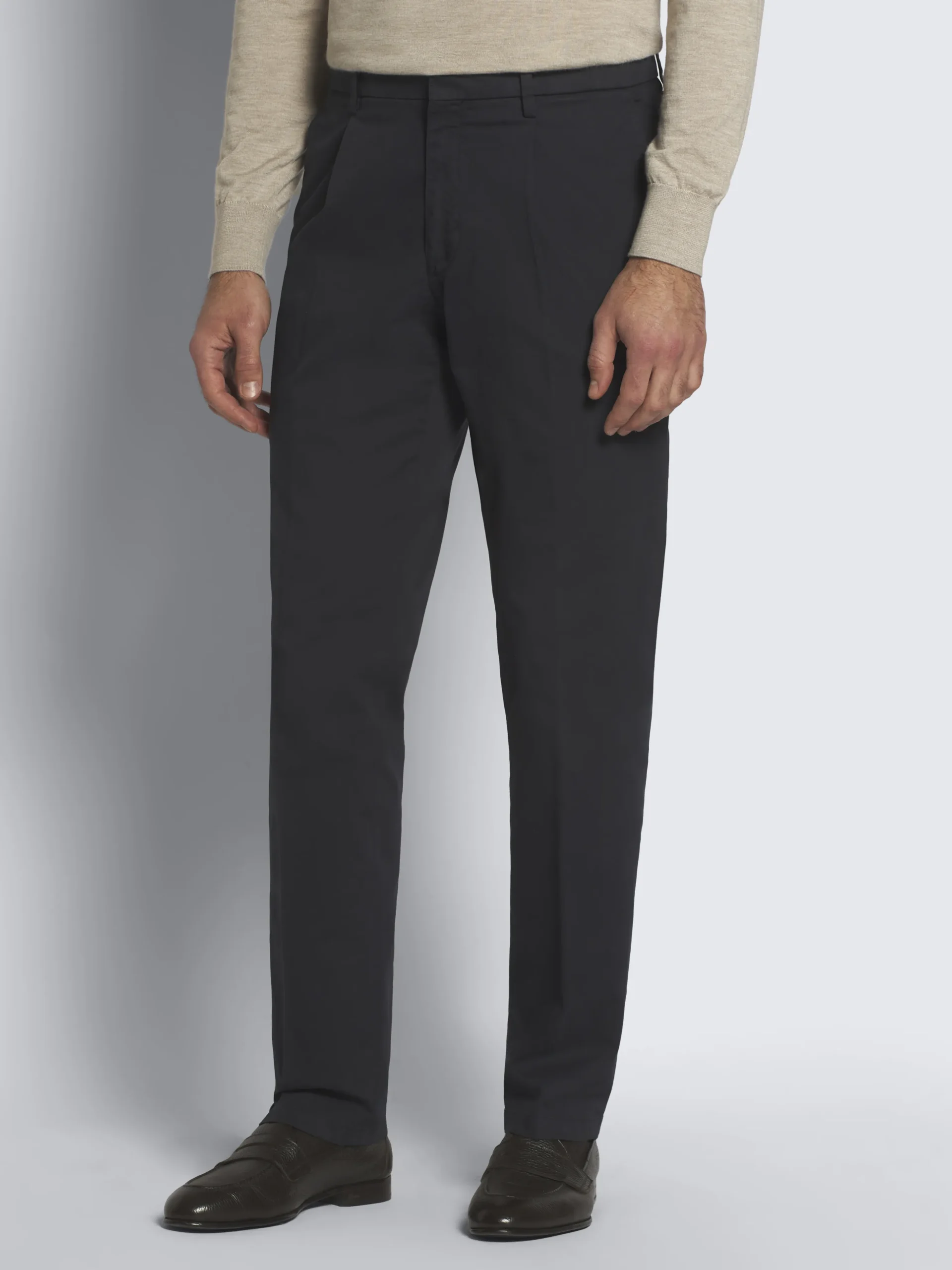 Midnight blue organic stretch cotton Pienza trousers