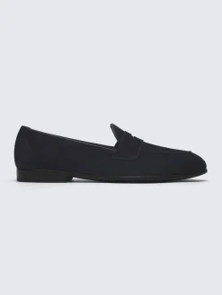 Midnight blue suede Appia penny loafers