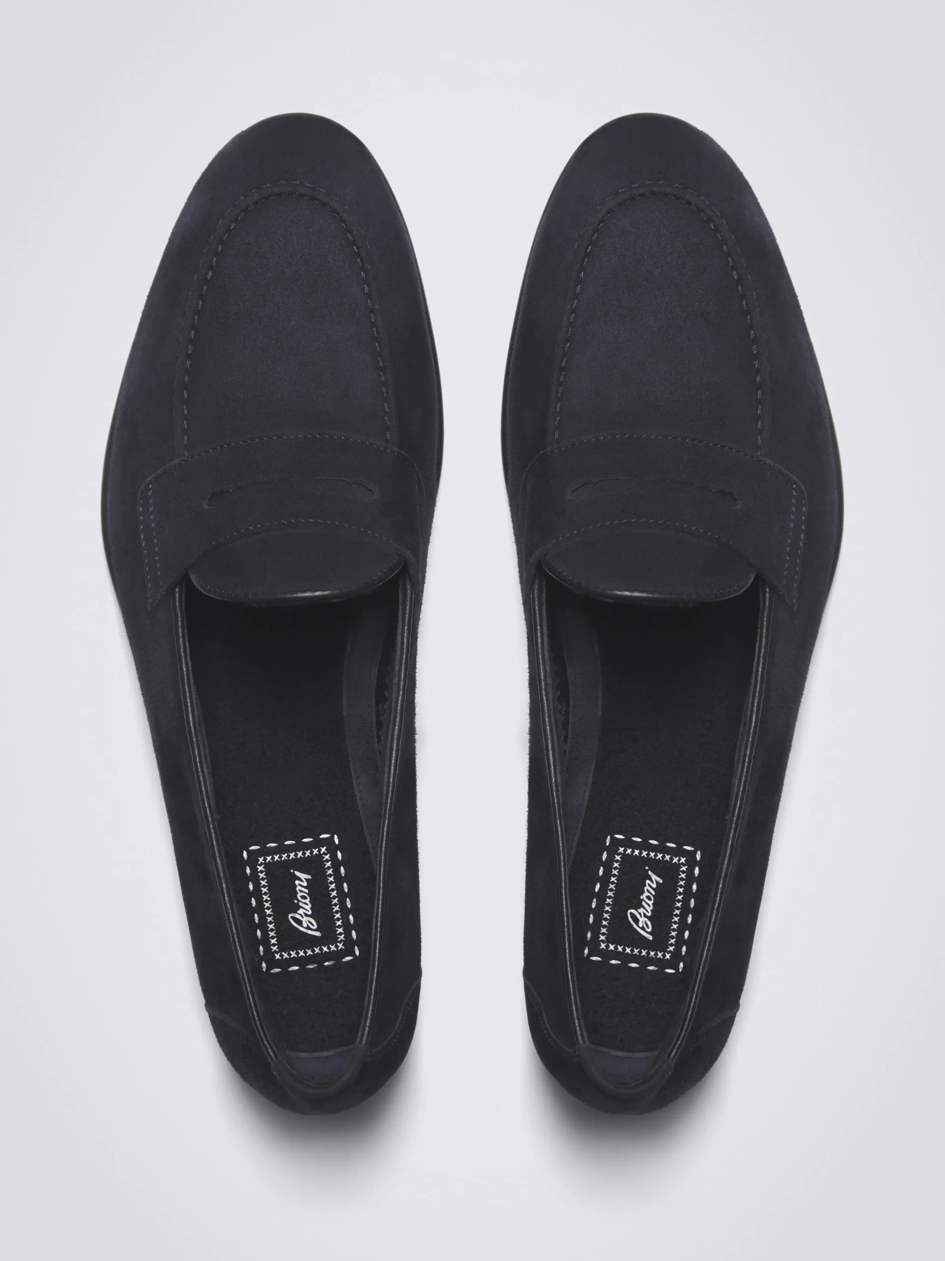 Midnight blue suede Appia penny loafers