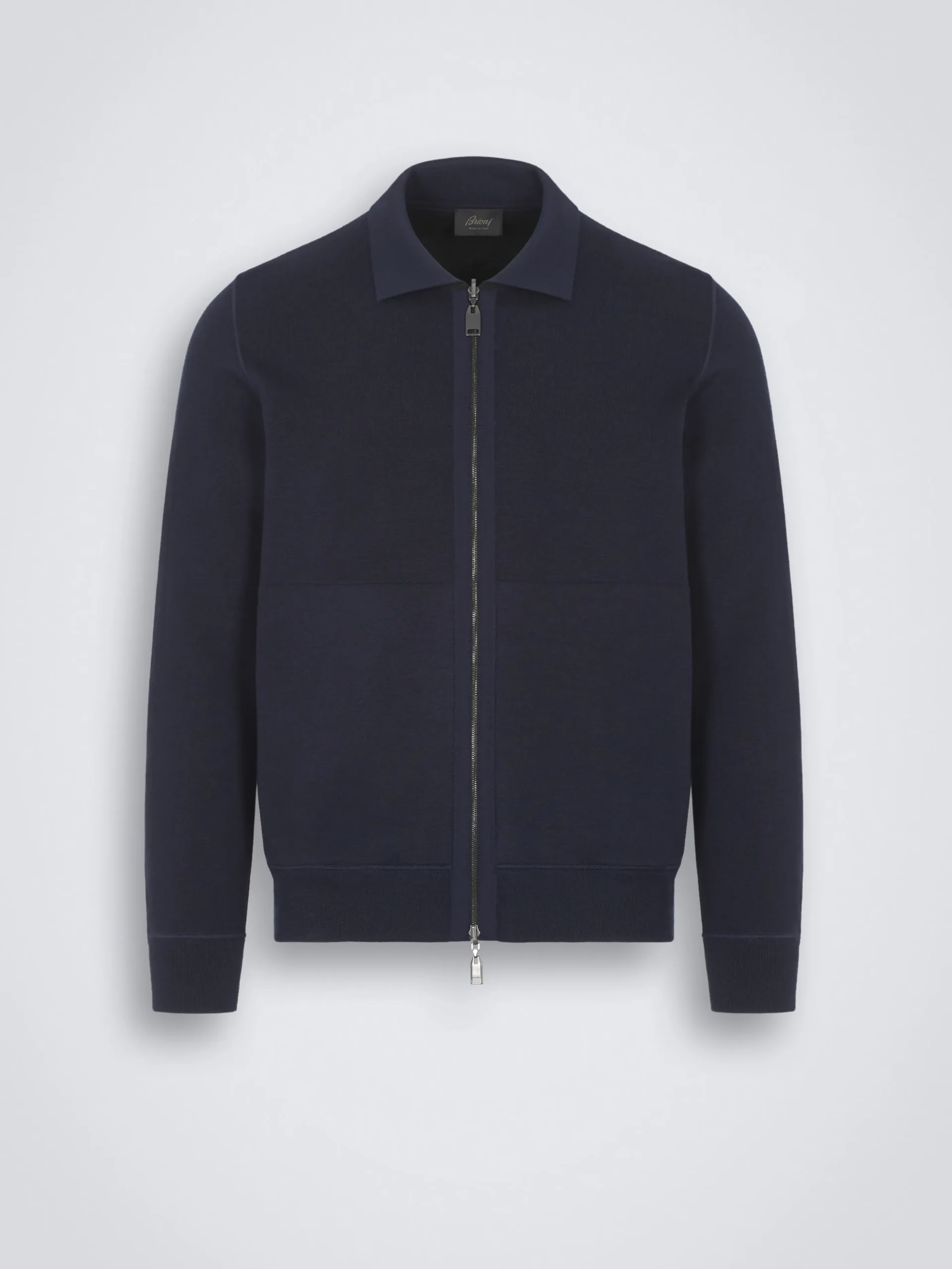 Navy blue cashmere, silk and cotton blouson