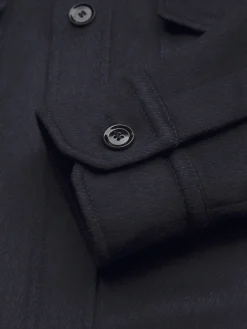 Navy blue cashmere, silk and vicuña Vagabond overshirt